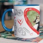 Love - Blue color Coffee mug with print, In a Paris theme