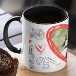 Love - Black color Coffee mug with print, In a Paris theme