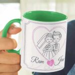 Coffee mug with print - Every Adventure Begins With A Yes - Green mug