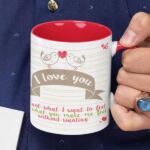 Coffee mug with print says  I Love you - Red mug