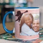 Coffee mug with print - Love, I only have eyes for you - Blue mug