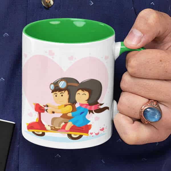Lovers in a moped – Mug with print – Magic mug