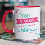 Lovers in a moped - Mug with print - Red mug