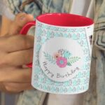 Coffee Mug with Print - Happy Birthday, On Your day - Red mug