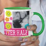 Coffee Mug with Print - Happy Birthday To My Better Half - Green mug