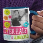Coffee Mug with Print - Happy Birthday To My Better Half - Blue mug