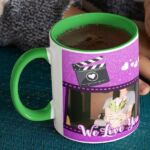 Coffee Mug with Print - Happy Birthday Mom, We Love You -  Green mug