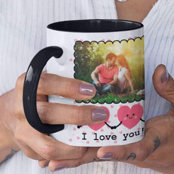 Magic mug with print – Be my Valentine, I love you