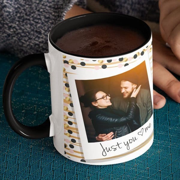 Coffee mug with print – Happy valentine’s day – Black mug