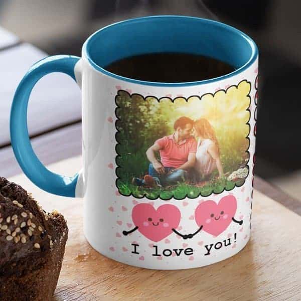 Magic mug with print – Be my Valentine, I love you