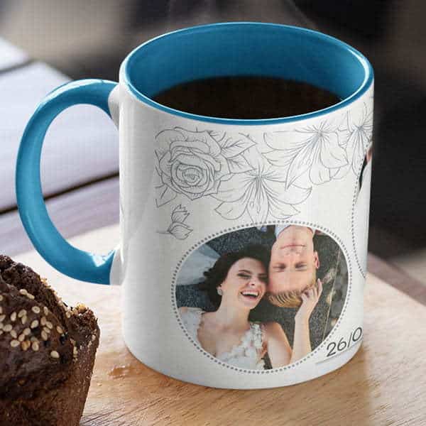 Unique Floral Print Coffee Mug for Wedding Gifts