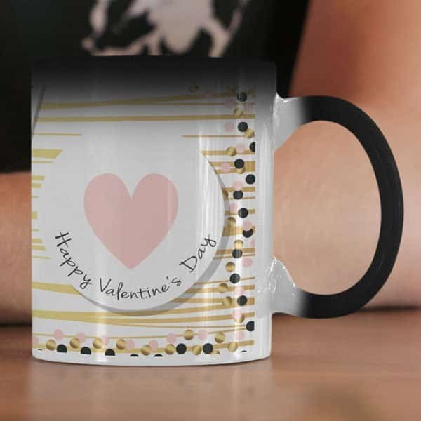 Coffee mug with print – Happy valentine’s day – Black mug
