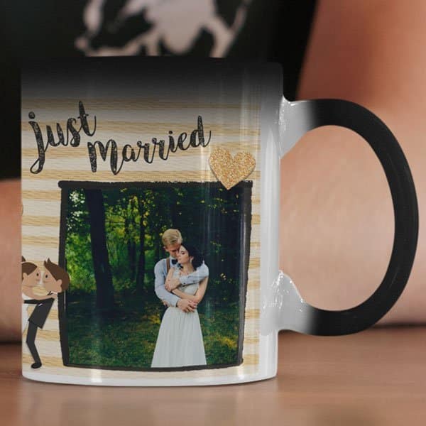 Coffee mug with print – mug for just married couple – Magic mug
