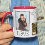 Coffee mug with print - I will love - Red mug