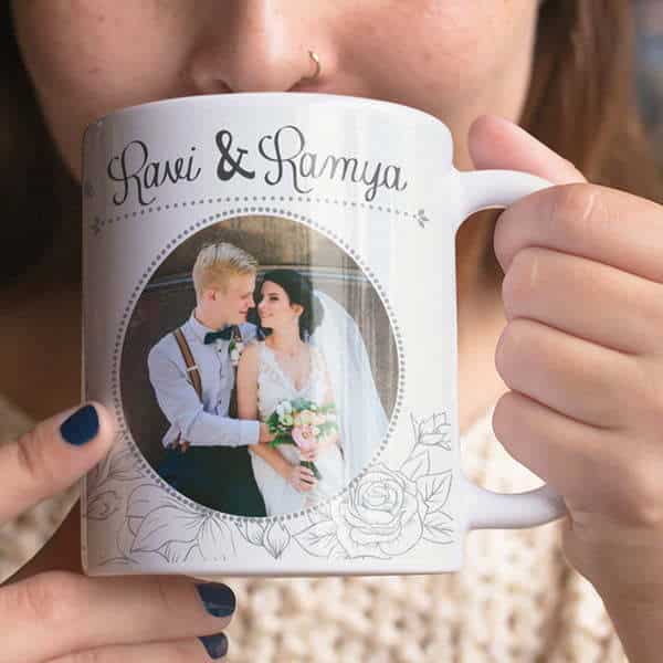 Unique Floral Print Coffee Mug for Wedding Gifts