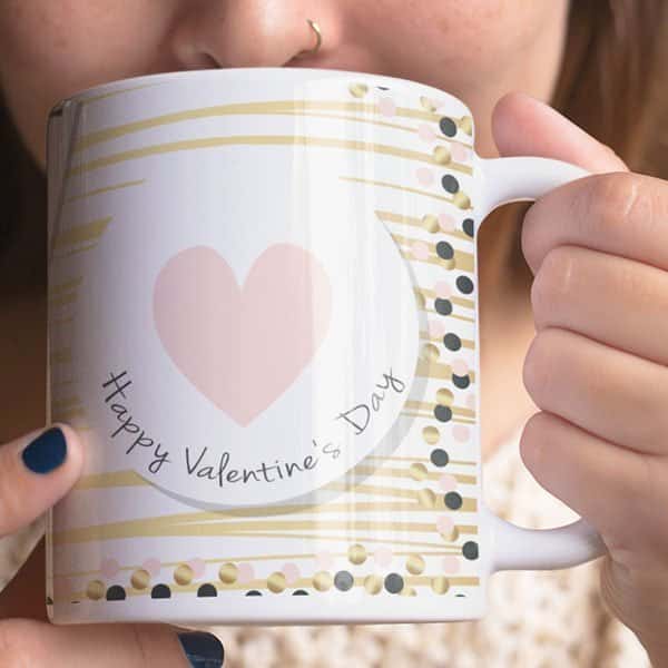Coffee mug with print – Happy valentine’s day – Black mug