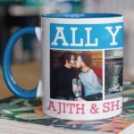 Coffee mug with print - Be my Valentine - Blue mug