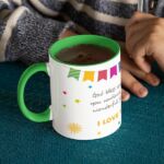 Coffee mug with print - Happy birthday dad - Green mug