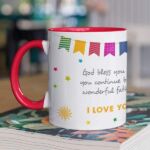 Coffee mug with print - Happy birthday dad - Red mug