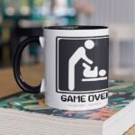 Coffee mug with print - Watch out first time Dad  - Black mug