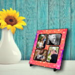 personalized square stone plaque with 4 photos