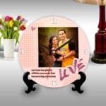 Love themed personalized table clock round