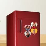 custom fridge magnet with photos heart shape - set of 4 pcs