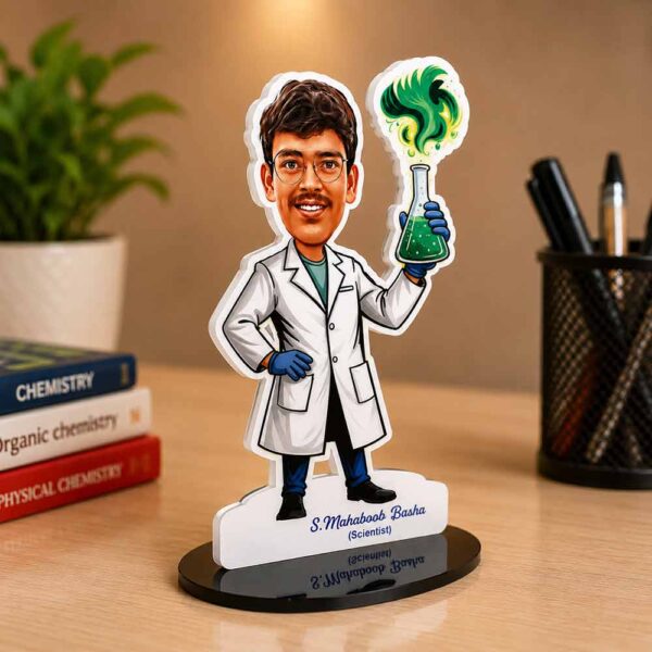 Personalized Scientist Caricature with Acrylic Stand