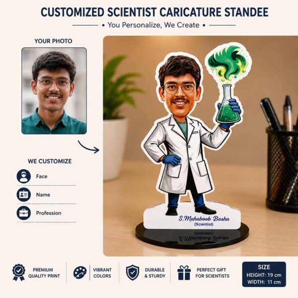Personalized Scientist Caricature with Acrylic Stand